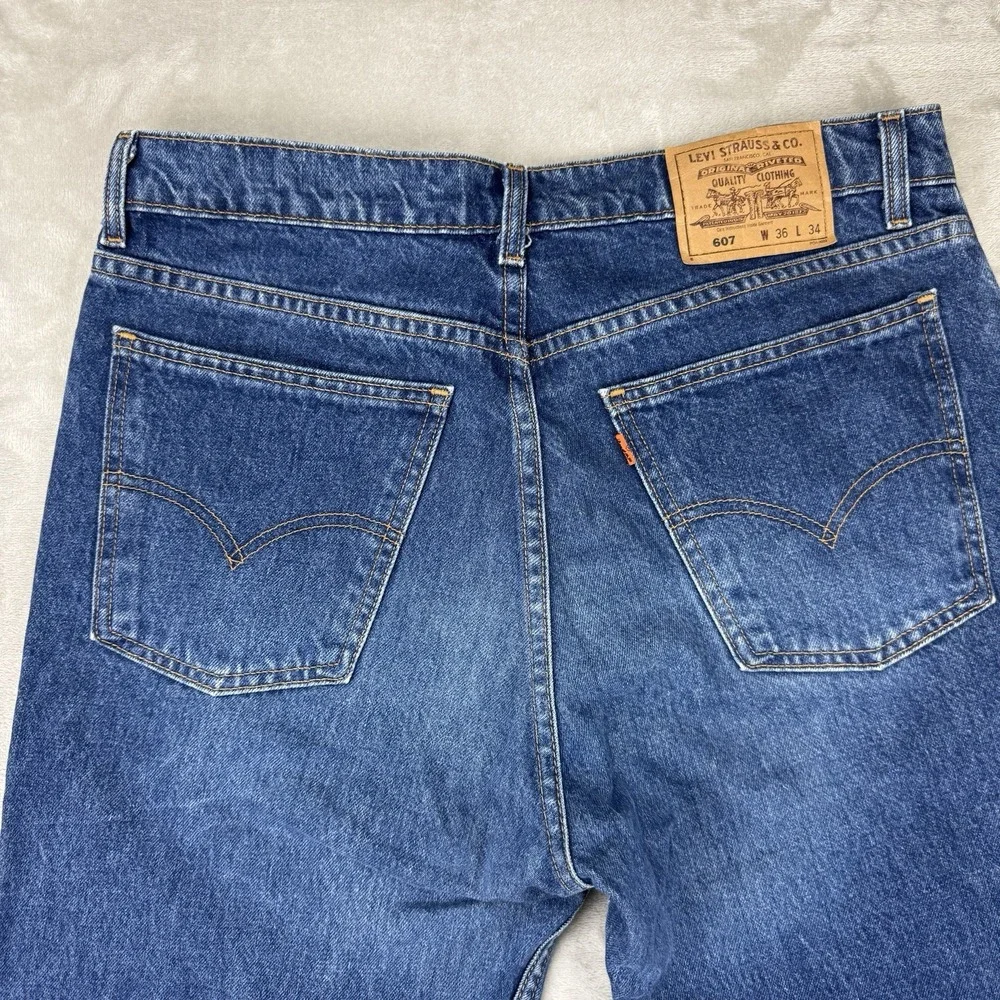 Vintage 1998 Levi's 607 Orange‎ Tab Jeans Mens 34x29 Japan Market Straight Leg